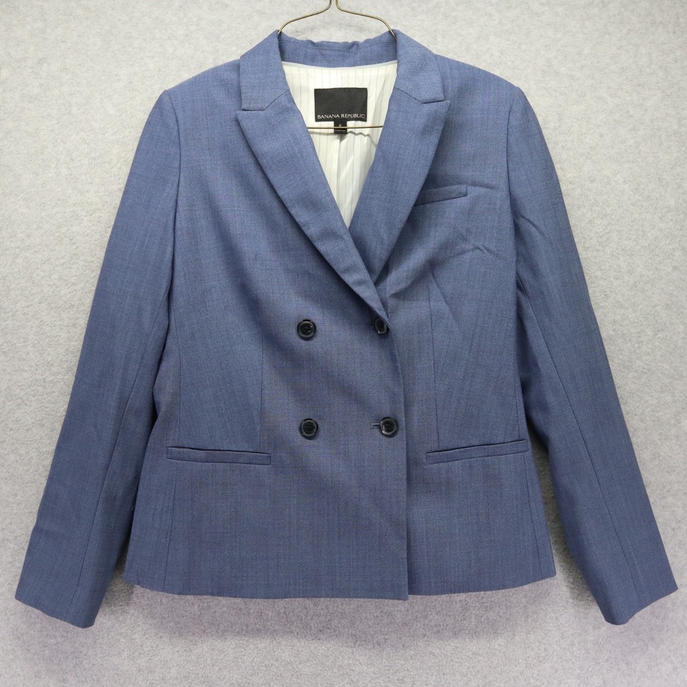 Banana Republic Blazer Womens 2 Wool Suit Jacket Coat Business Formal Blue‎
